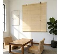 Bamboo Blinds 95 x 385 cm Light Filtering Sun Protection Breathable Roll up Curtain Light Filtering Shades, Screen Partition Blind for Indoor Outdoor Customizable, A