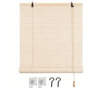Bamboo Blinds for Indoor Windows, Roman Roller Shades, Light Filtering Woven Wood Roll Up Window Blinds for Outdoor Patio, Porch & Home(Natural,100x210cm)