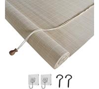 Bamboo Blinds for Interior Window, Light Filtering Roller Shades for Indoor Windows, Roman Bamboo Curtains for Patio, Porch and Deck, UV Protection, Easy to Install(Natural,90x90cm)