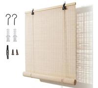 Bamboo Blinds for Interior Windows, Bamboo Shades for Indoor Windows, Light Filtering Roller Shades for Indoor Window and Outdoor Patio, Decks, Porches, Backyards(Natural,90x90cm)