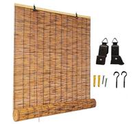 Bamboo Blinds For Outdoor And Indoor, Hand-Woven Bamboo Roll-up Shades Natural Decorations Reed Curtains Sunshade 70% Breathable Roman Shades With Lifter(140x310CM/55x122IN(WxH))