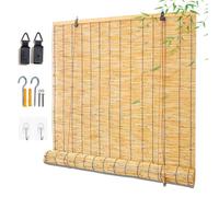 Bamboo Blinds for Outdoor, Natural Curtain Roller Blind 40 80 90 100 120 150 160 170cm Wide Retro Reeds Curtain Bamboo Roller Blinds Bamboo Roll Up Shade Reed Curtains Roman for Garden Balcony