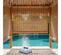 Bamboo Blinds for Patio, Outdoor Blackout Roll Up Blinds, Waterproof Reed Shades, 36" 48" 64" 72" 80" 84" Roll Up Window Blinds,Natural Reed Shade for Porch(170 x 160CM)