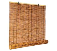 Bamboo Blinds for Windows Doors, Bamboo Roller Shades Blackout, Reed Roll Up Curtains Custom Sizes 10 20 30 40 50 55 60 70 72 77 in Perfect for Indoor Outdoor Easy to Install Cordless
