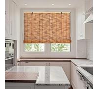 Bamboo Blinds Indoor Windows Waterproof, Retro Bamboo Roller Blind Roman Shades 40 60 80 100 120 140 160 cm, Cordless Windows Roll up Curtain For Outdoor Garden Privacy Protection(W60cm x H190cm)