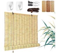 Bamboo Blinds Outdoor Roller Blinds Waterproof 50 60 65 70 75 80 85 90 100 105 110 120 125 130 140 150 160 170 180 200cm Wide Roman Blinds Window Shutters for Kitchen Patio Garden Easy to Install