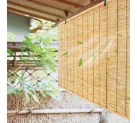 Bamboo Blinds Outdoor Roller Blinds Waterproof Natural Wide Roman Blinds for Windows Sunshade Customizable 30 40 60 80 100 120 140 160 180 200cm Reed Curtains for Kitchen Doorways Patio Garden
