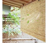 Bamboo Blinds Outdoor Roller Blinds Waterproof Natural Wide Roman Blinds for Windows Sunshade Customizable 30 40 60 80 100 120 140 160 180 200cm Reed Curtains for Kitchen Doorways Patio Garden