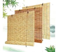 Bamboo Blinds Outdoor Roller Blinds Waterproof Natural Wide Roman Blinds for Windows Sunshade Customizable 30 40 60 80 100 120 140 160 180 200cm Reed Curtains for Kitchen Doorways Patio Garden