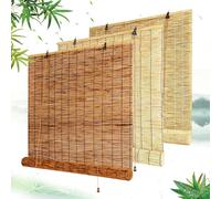 Bamboo Blinds Outdoor Roller Blinds Waterproof Natural Wide Roman Blinds for Windows Sunshade Customizable 30 40 60 80 100 120 140 160 180 200cm Reed Curtains for Kitchen Doorways Patio Garden