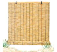 Bamboo Blinds Outdoor Wide Retro Bamboo Roller Blinds Waterproof Natural Reed Curtains for Doorways Shade With Lifter Sunshade 40 60 80 100 120 140 160 180cm Roman Blinds For Kitchen Pergola Windows