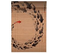 Bamboo Blinds with Printing, Bamboo Shutters for Interior Decoration, Chinese Style Bamboo Roller Blinds, Blackout Curtains for Balcony, Drain, Outdoor Garden. (Color : E, Size : 60x110cm/24x43in)
