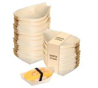 Bamboo Boat Plates 200PCS - 8.5cm/3.3 Inch Wooden Sushi Serving Trays