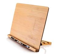 Bamboo Book Stand Cookbook Holder with 5 Adjustable Height 13.2 x 9.2