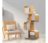 Bamboo Bookcase Tree Shelf, Multi-layer S-Shaped Design for Book Display and Storage, Space-Saving Floor-Standing Decor for Home and Office