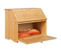Bamboo Bread Bin Double Decker Breadbox Kitchen 15.3"x9.8"x12.6" Vintage