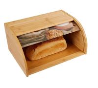 Bamboo Bread Box with Roll-Top Lid and Bread Motif 38x28x18cm