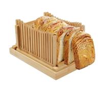 Bamboo Bread Slicer -Adjustable Bread Slicer for Homemade Bread with 3 Thickness Sizes - Foldable Board Loaf Slicer with Crumb Tray - Idea for Cakes, Sourdough Bread & Bagels