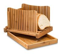 Bamboo Bread Slicer with Cutting Board Foldable Adjustable for Homemade Loaf Cakes Even Slices Safe Stable Easy to Clean Compact Kitchen Tool Crumb Collecting Bottom Tray
