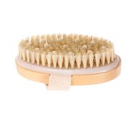 Bamboo Bristle Massage Bath Brush with Rubber Head Beige | Easy grip handle, wipes excess oil, helps revive dry skin, multi purpose shower and body scrubber