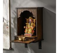 Bamboo Buddha Altar Shelfe with Pull-Out Tray, Small Altar Table, Can be Hung or Placed On the Desktop for Small Spaces(35cm/14'',Desktop style)