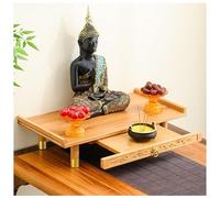 Bamboo Buddha Altar Table - Personal Shrine for Home Meditation, Incense Shelf, Guanyin & Guan Gong Offering Stand, Buddha Statue Display Pedestal