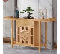 Bamboo Buddhist Altar Cabinet 100cm Chinese Meditation Table with Storage Ideal for Living Rooms Temples and Small SpacesStylish Shrine Furniture
