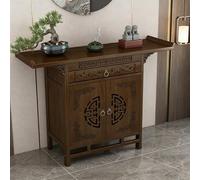 Bamboo Buddhist Altar Table with Storage, Prayer Meditation Table for Personal Shrine and Offering Niche