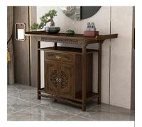 Bamboo Buddhist Altar Table with Storage, Prayer Meditation Table for Personal Shrine and Offering Niche