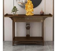 Bamboo Buddhist Altar Table with Storage, Prayer Meditation Table for Personal Shrine and Offering Niche