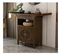 Bamboo Buddhist Altar Table with Storage, Prayer Meditation Table for Personal Shrine and Offering Niche
