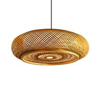 Bamboo Cage Light Oval Large Ceiling Lamp Shade Boho Light for Kitchen Island 19.7In Dome Hanging Ceiling Lighting Living/Dining Room Farmhouse Home Decoration (40Cm)/60Cm