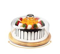 Bamboo Cake Stand with Glass Dome Cover, Rotating Cupcake Plate with Lid, Cake Holder with Turntable Base by ANMEISH (Dome Diameter: 10.2 inch/26 cm)