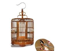 Bamboo Carved Bird Cage Traditional Chinese Style Boutique Thrush Bird Cage Garden Hanging Decor,