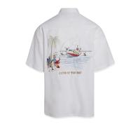 Bamboo Cay Men's Catch of the Day, Embroidered Camp Shirt - White -