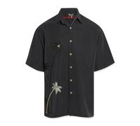 Bamboo Cay Men's Flying Palms Embroidered Short Sleeve Button Down Shirt (Medium, Black)