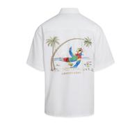 Bamboo Cay Mens Short Sleeve Always 5 Oclock Casual Embroidered Button Up Shirt, Off-white, XXXXL