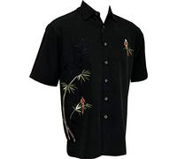 Bamboo Cay Mens Short Sleeve Flying Parrots Tropical Hawaiian Button Down Shirt - Black - S
