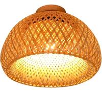 Bamboo Ceiling Light,japanese Style Natural Rattan Ceiling Lamp, E27 Hallway Chandeliers Lamp For Living Room Bedroom Office Cafe Kitchen Island, 30x18cm
