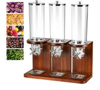 Bamboo Cereal Dispenser, 3.5L/7L/10.5L Countertop Sto Container with PC Barrel and Wood Base for Rice, Beans, Nuts, Dry Food Organizat