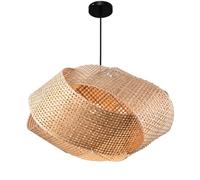Bamboo Chandelier Lamp Vintage Hand-woven Wicker Lamp Shade Modern Boho Pendant Ceiling Light For Kitchen Island Sink Farmhouse Dining Room Adjustable Boho Flush Mount Hanging Light
