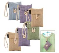 Bamboo Charcoal Air Purifying Bag, 6pcs Natural Air Purifying Bag Captures and Eliminates Odors Hanging Pouches for Shoes Home Kitchen and Cars