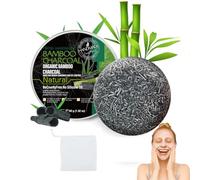 Bamboo Charcoal Cleansing Bar For Face And Scalp - Deep Purifying Solid Shampoo Soap With Extract For Oily Hair And Skin Care, Travel-Friendly, Vegan, Plastic-Free, 60g, Fresh Handmade