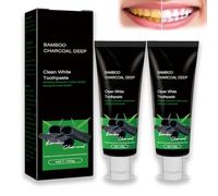 Bamboo Charcoal Teeth Whitening Toothpaste, Bamboo Charcoal Deep Clean White Toothpaste, Tooth Stain Removal, Mint Flavor, Breath Freshening for Sensitive Tooth (2pcs)