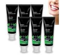 Bamboo Charcoal Teeth Whitening Toothpaste, Bamboo Charcoal Deep Clean White Toothpaste, Tooth Stain Removal, Mint Flavor, Breath Freshening for Sensitive Tooth (6pcs)