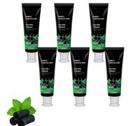 Bamboo Charcoal Teeth Whitening Toothpaste, Fluoride Free Natural Whitening with Activated Charcoal, Enamel Safe Antiplaque for Sensitive Teeth, Fresh Mint SLS Free (6pcs)