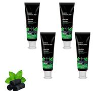 Bamboo Charcoal Teeth Whitening Toothpaste, Fluoride Free Natural Whitening with Activated Charcoal, Enamel Safe Antiplaque for Sensitive Teeth, Fresh Mint SLS Free (4pcs)