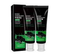 Bamboo Charcoal Whitening Toothpaste, Activated Charcoal Whitening Toothpaste, Removes Tooth Stains and Freshens Breath, Eliminates Bad Breath, Relieves Gum Swelling and Pain (2PC)