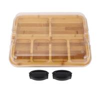 Bamboo Charcuterie Board with Locking Lid & Compartments Dual-Sided Cheese Platter for Entertaining Parties and Gourmet Serving - Eco-Friendly Premium Quality