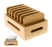 Bamboo Charging Station Hold up to 6 Devices, Charging Station Organizer for Phones, Tablets, Watch, Earbuds Bamboo for Multiple Devices, Device, Stati